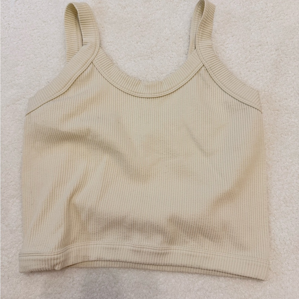 Fresh Cream Sleeveless Crop Tank Top